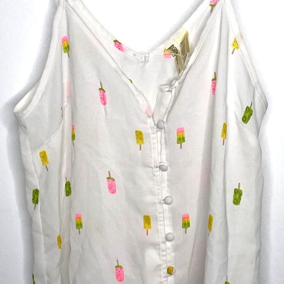 Japna Popsicle Print Tank Top Cami Camisole White Size -Small- Condition is NEW - Picture 1 of 7